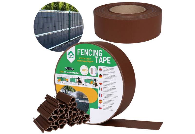 Sarcia.eu Doppelstabmattenzaun Sichtschutzstreifen für Doppelstabmatten, 4,75 cm x 35 m, BRAUN von Sarcia.eu