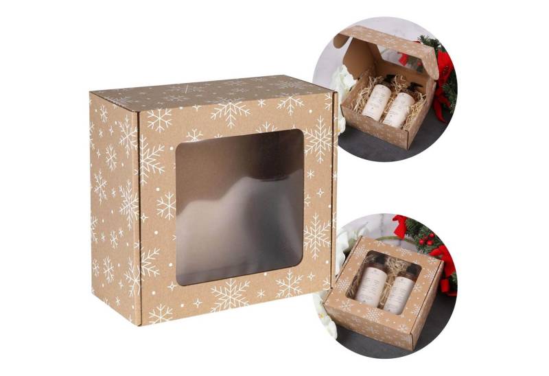 Sarcia.eu Geschenkbox Geschenkbox mit Fenster, Schneeflockenaufdruck, 20x20x10 cm x10 Sarcia.eu Geschenkbox Geschenkbox mit Fenster, Schneeflockenaufdruck, 20x20x10 cm x10 von Sarcia.eu