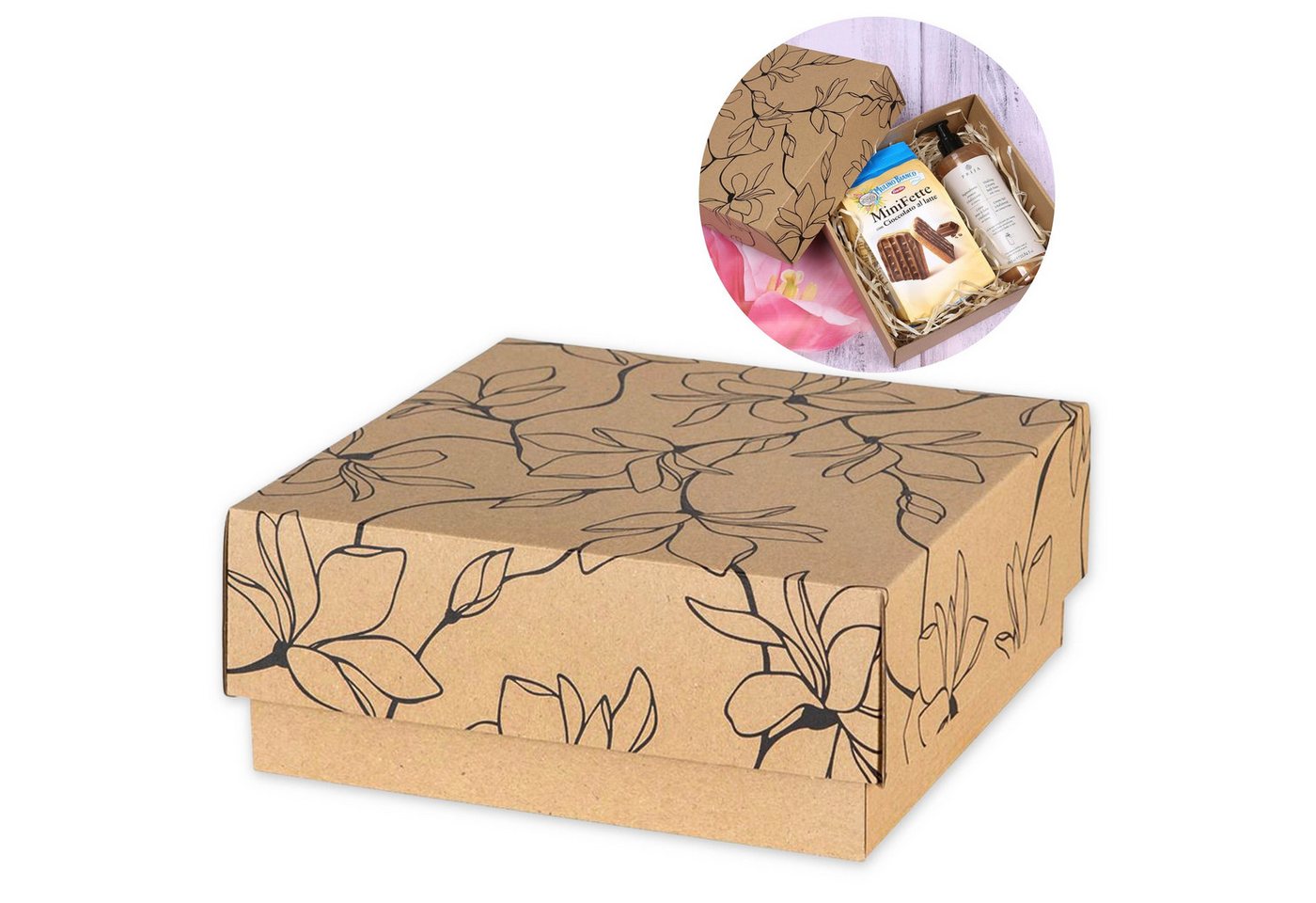 Sarcia.eu Geschenkbox Quadratische Geschenkbox mit Blumenmuster 20x20x8,5 cm x1 von Sarcia.eu