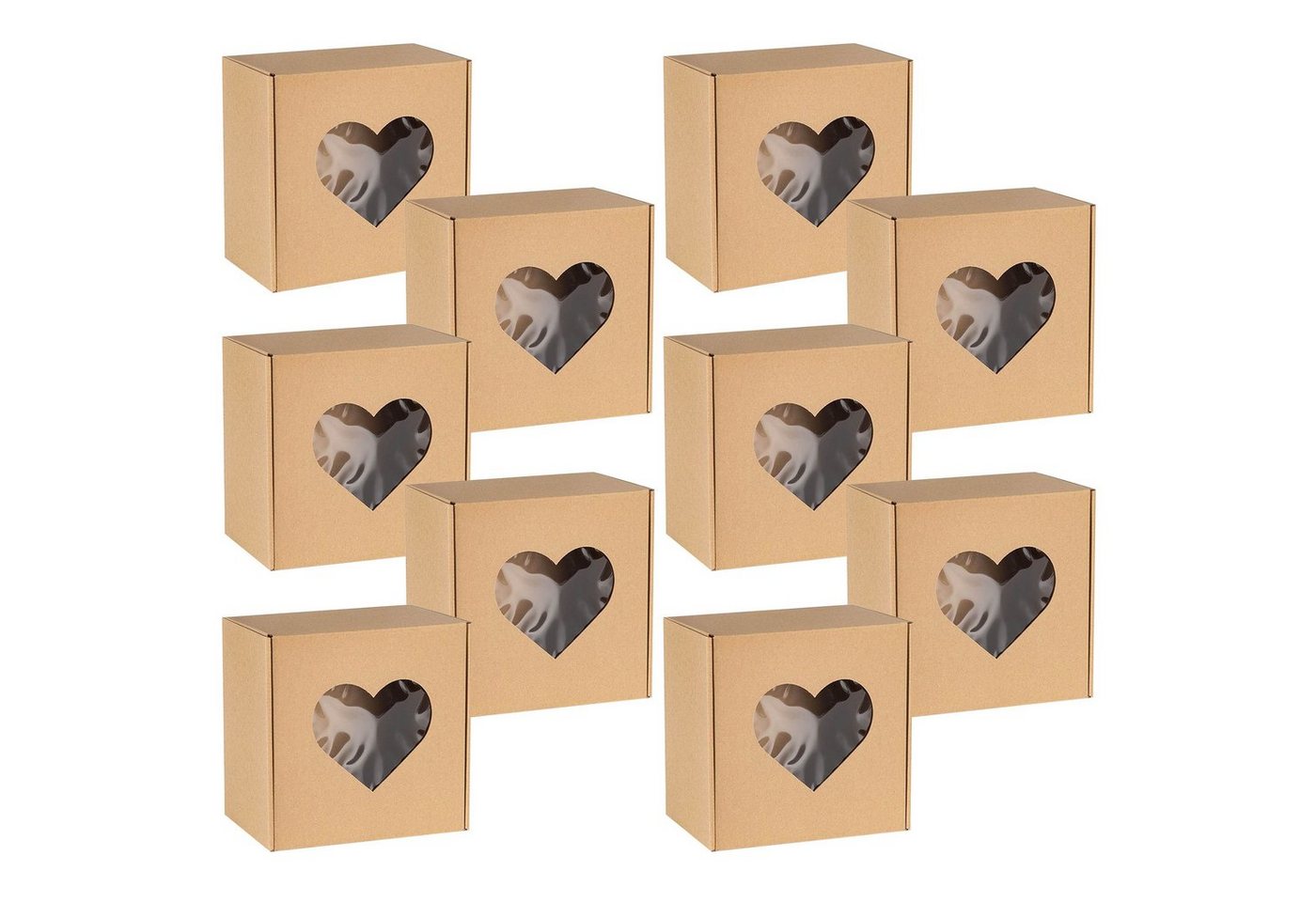 Sarcia.eu Geschenkbox Quadratische Geschenkbox mit Herzfenster, 20x20x10cm x10 Sarcia.eu Geschenkbox Quadratische Geschenkbox mit Herzfenster, 20x20x10cm x10 von Sarcia.eu