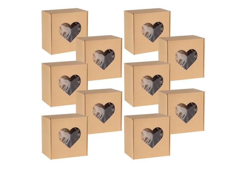 Sarcia.eu Geschenkbox Quadratische Geschenkbox mit Herzfenster, 20x20x10cm x10 von Sarcia.eu