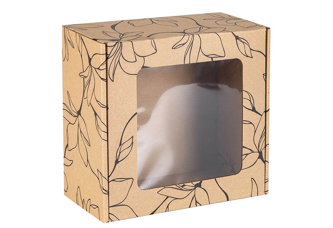 Sarcia.eu Geschenkbox Rechteckige Geschenkbox mit Sichtfenster, Blumendruck 20x20x10 cm x1 von Sarcia.eu