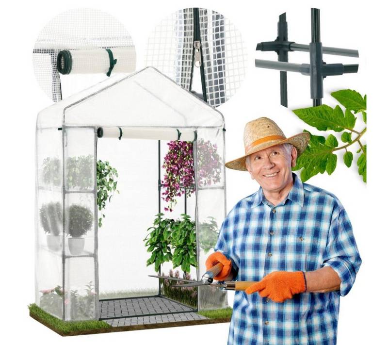 Sarcia.eu Gewächshaus Weißes Gartengewächshaus mit Regalen 140x73x200 cm von Sarcia.eu