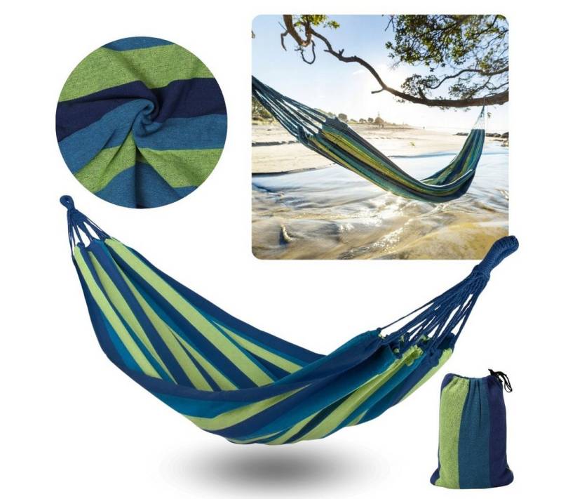 Sarcia.eu Hängematte Gestreifte Gartenhängematte, blaue Hängematte mit Bezug 200x100 cm von Sarcia.eu