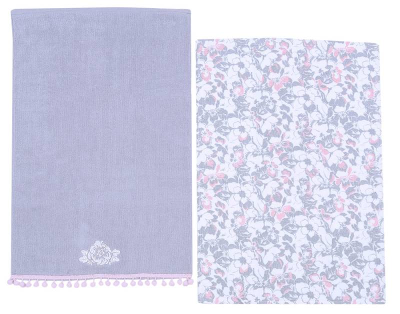 Sarcia.eu Handtuch Set 2 St. Geschirrtuch Küchentuch mit Blumenprint, mit Fransen von Sarcia.eu