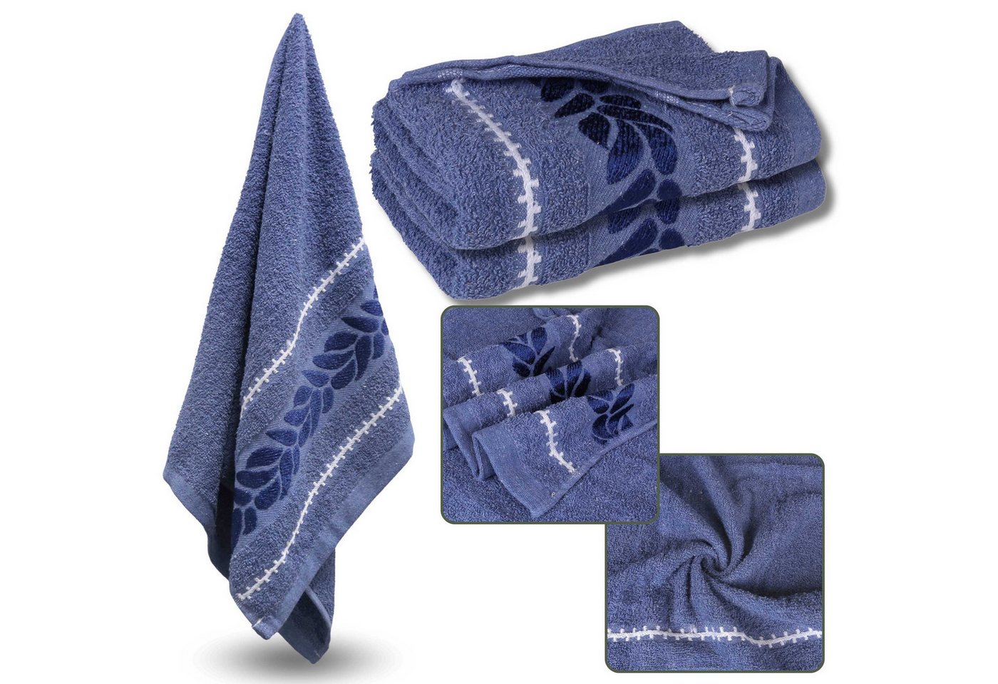 Sarcia.eu Handtücher Blaues Baumwollhandtuch mit dekorativer Stickerei, 48x100 cm x2 von Sarcia.eu