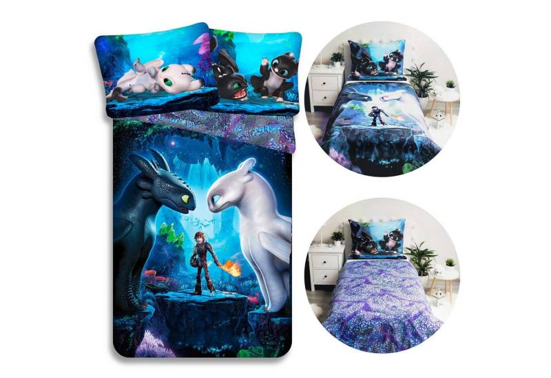 Sarcia.eu Kinderbettwäsche Drachenzähmen leicht gemacht Kinderbettwäsche 140x200+70x90 cm von Sarcia.eu