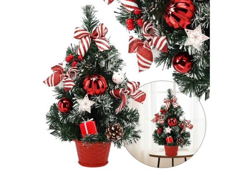 Sarcia.eu Künstlicher Weihnachtsbaum Künstlicher Weihnachtsbaum, klein 40 cm schneebedeckt weiß-rot im Topf von Sarcia.eu