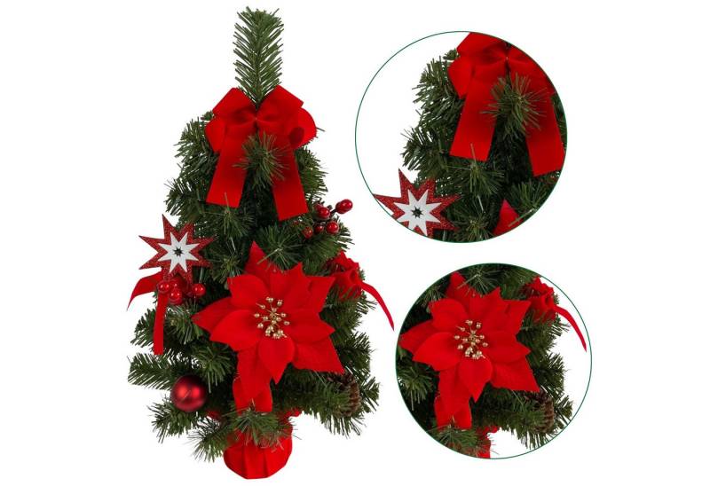 Sarcia.eu Künstlicher Weihnachtsbaum Künstlicher Weihnachtsbaum mit roten Ornamenten im Topf 50cm von Sarcia.eu