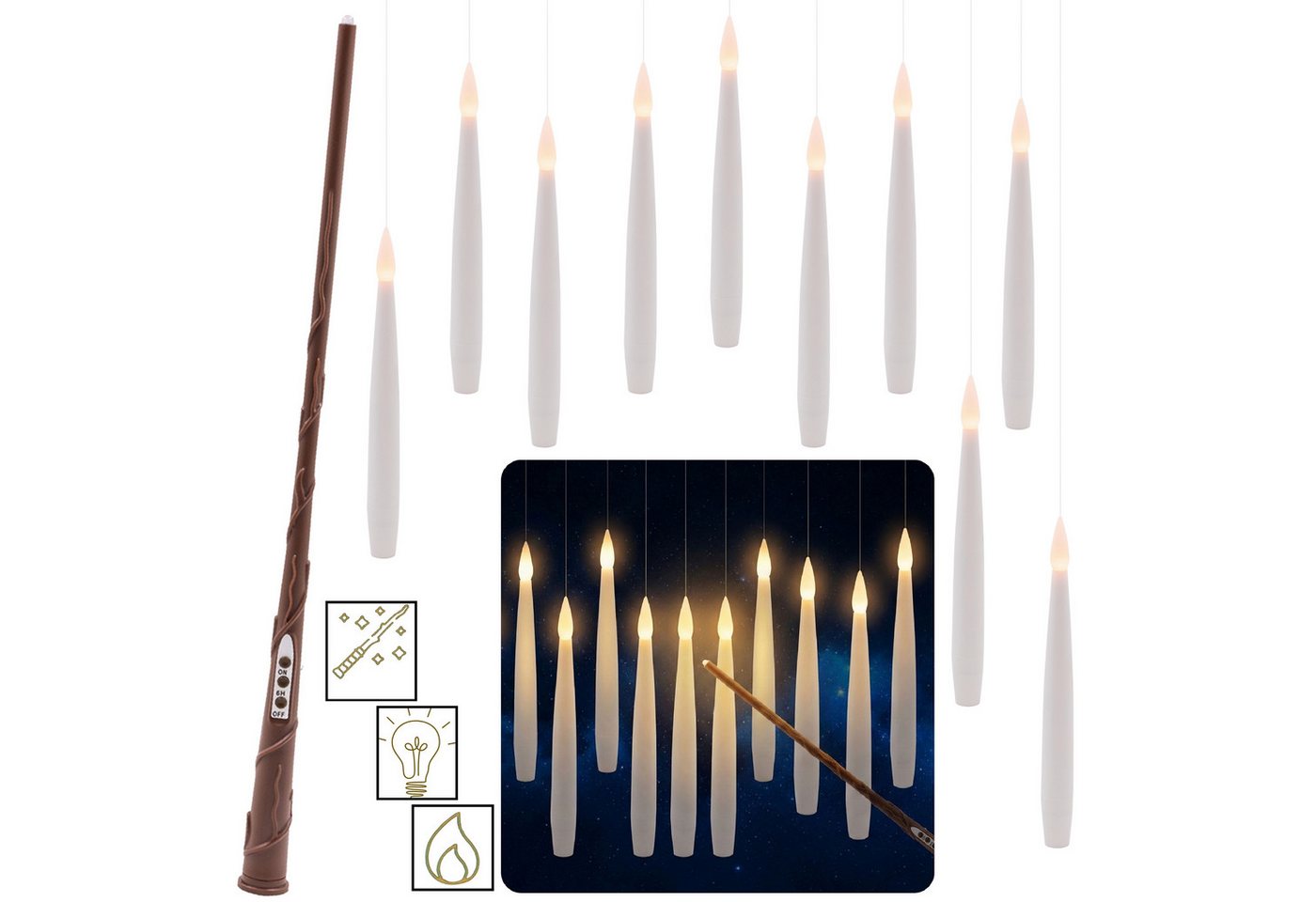 Sarcia.eu LED-Kerze Hängende LED-Kerzen, 10er-Set, magische Kerzen mit Zauberstab Sarcia.eu LED-Kerze Hängende LED-Kerzen, 10er-Set, magische Kerzen mit Zauberstab von Sarcia.eu