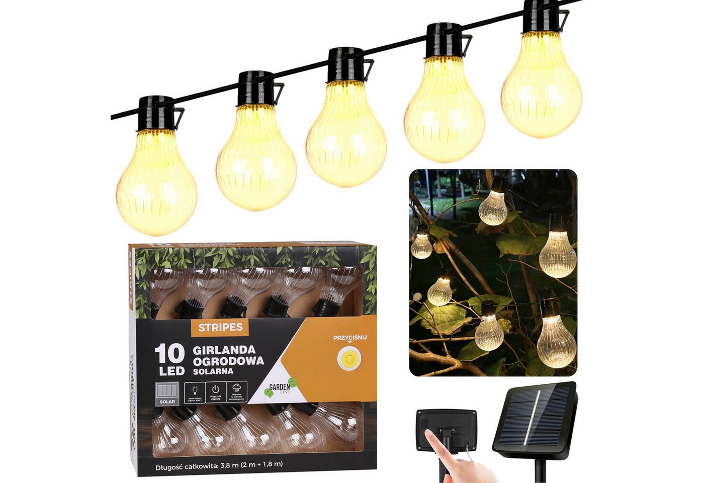 Sarcia.eu LED Solarleuchte Solar-Gartengirlande 10 LED, Lichterkette 3,8m von Sarcia.eu