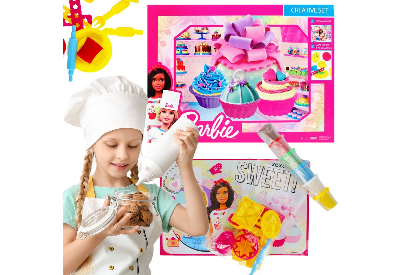 Sarcia.eu Modelliermasse Barbie Plastikteig Süßwaren 3+ Rollenspiel Mega Kreativ von Sarcia.eu