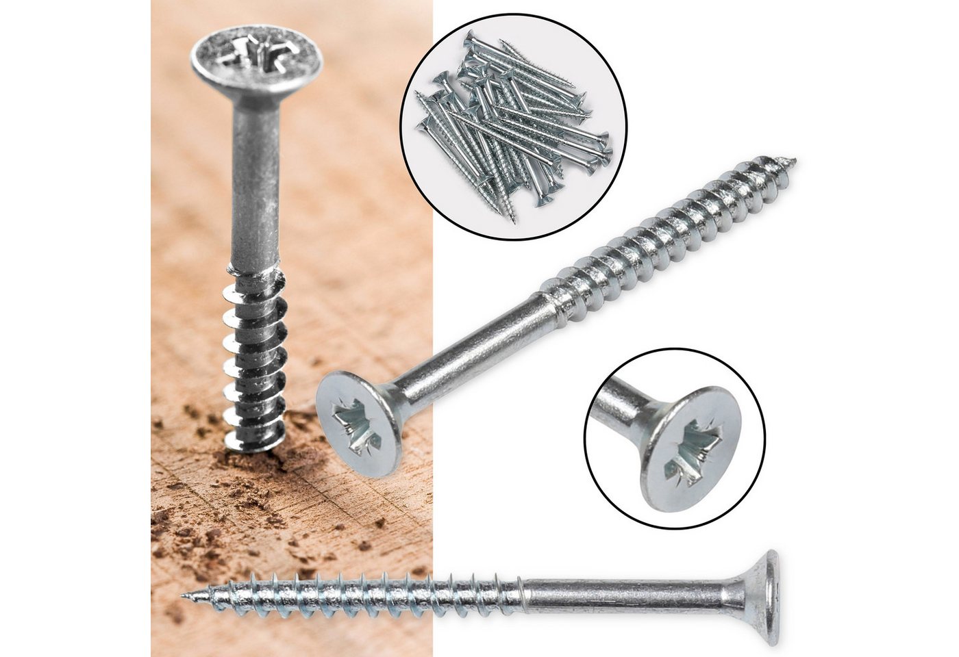 Sarcia.eu Schrauben-Set Senkkopf-Holzschraube mit Teilgewinde 5x80/50 mm x50 Sarcia.eu Schrauben-Set Senkkopf-Holzschraube mit Teilgewinde 5x80/50 mm x50 von Sarcia.eu