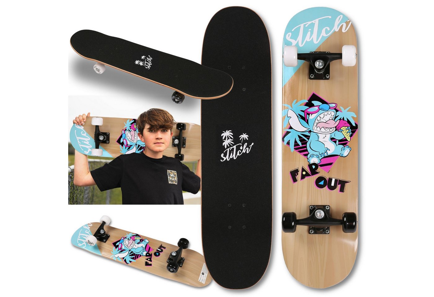 Sarcia.eu Skateboard Stitch DISNEY Holz-Skateboard 79 cm, rutschfest, stabil bis 100 kg Sarcia.eu Skateboard Stitch DISNEY Holz-Skateboard 79 cm, rutschfest, stabil bis 100 kg von Sarcia.eu