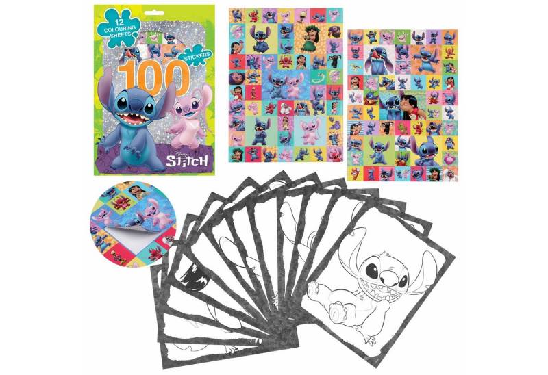 Sarcia.eu Stickerbuch DISNEY Stitch Mal- und Zeichenset, 100 Sticker + Malvorlagen von Sarcia.eu