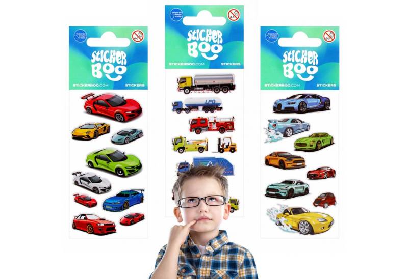 Sarcia.eu Stickerbuch Set von bunten Stickern Autos, Aufkleber für Jungen von Sarcia.eu