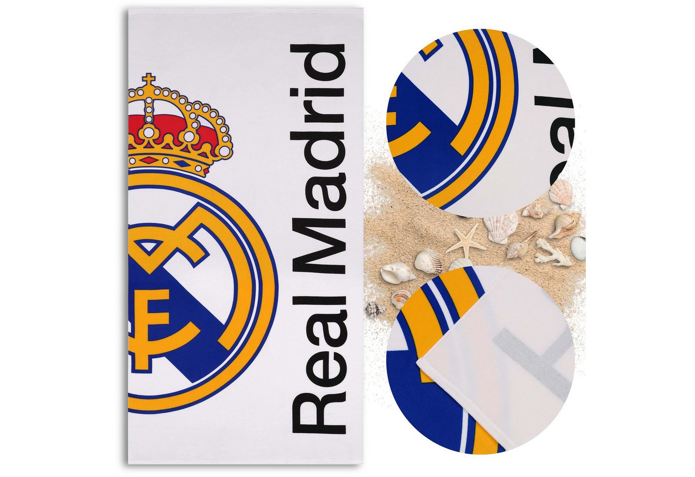 Sarcia.eu Strandtuch Real Madrid Strandtuch weiß, groß, schnell trocknend für den Strand von Sarcia.eu