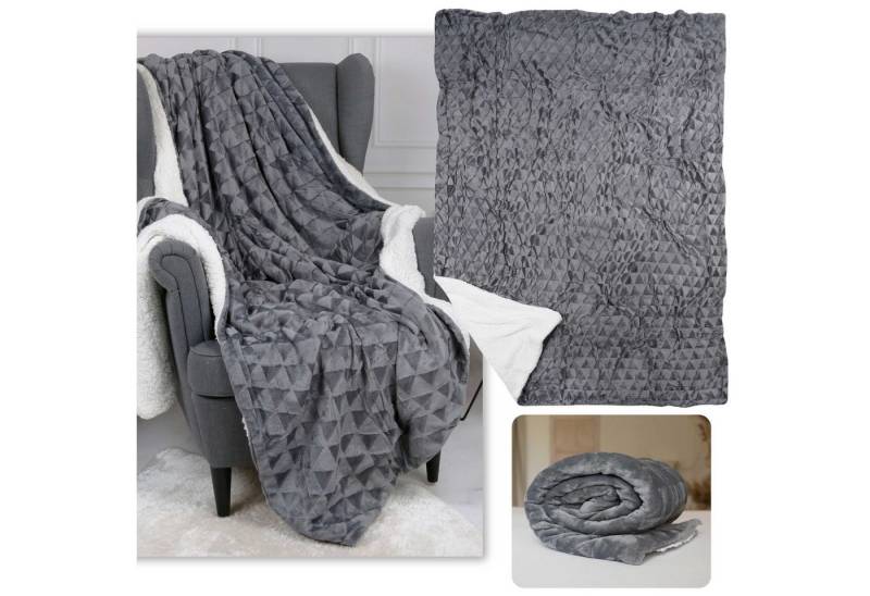 Sarcia.eu Tagesdecke Graue Microfleece Decke, weich, sherpa 220-230 g/m 150x200 cm Sarcia.eu Tagesdecke Graue Microfleece Decke, weich, sherpa 220-230 g/m 150x200 cm von Sarcia.eu