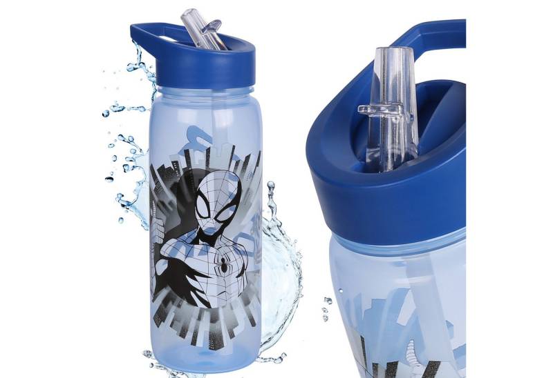 Sarcia.eu Trinkflasche MARVEL Spider-Man Wasserflasche mit Strohhalm & Griff, 600 ml von Sarcia.eu