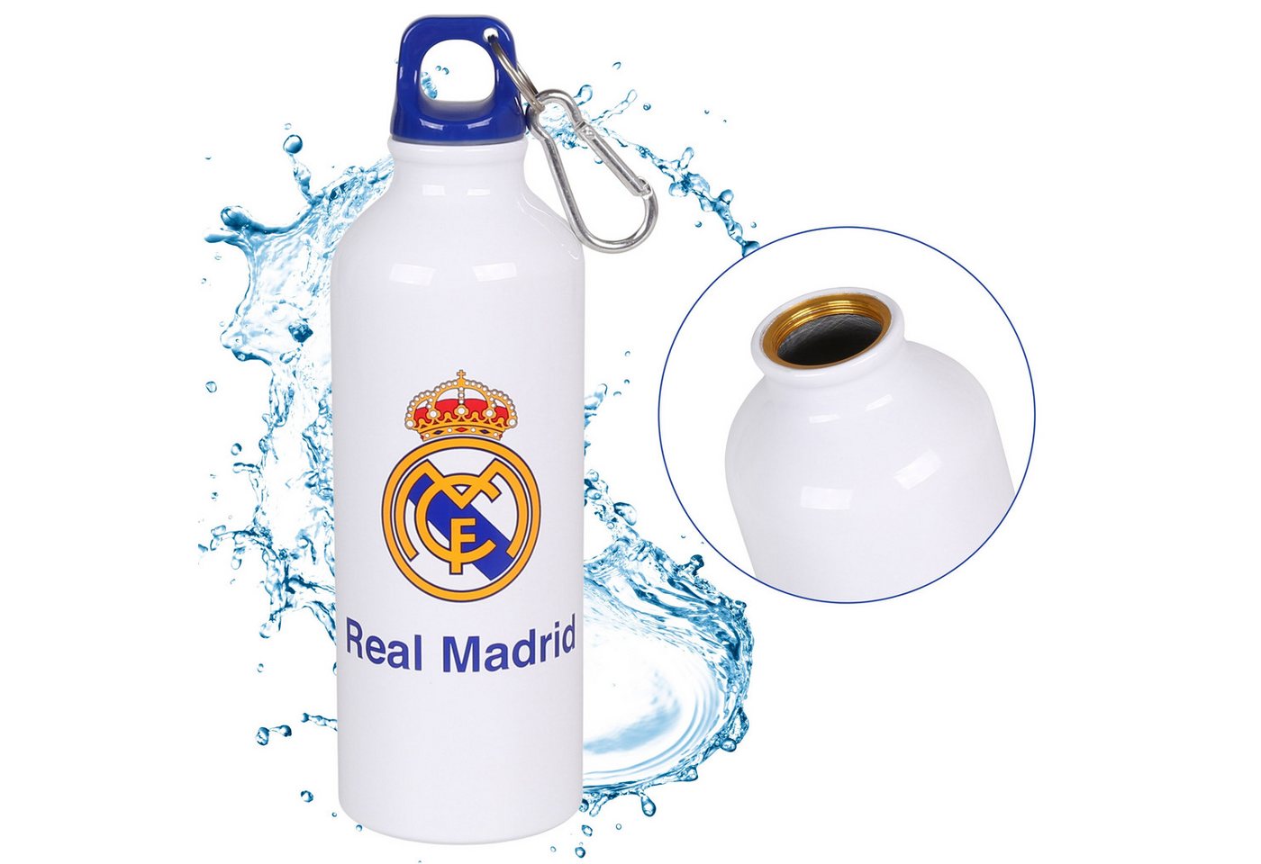 Sarcia.eu Trinkflasche Real Madrid Aluminium Thermoflasche weiß, mit Karabiner 500ml Sarcia.eu Trinkflasche Real Madrid Aluminium Thermoflasche weiß, mit Karabiner 500ml von Sarcia.eu