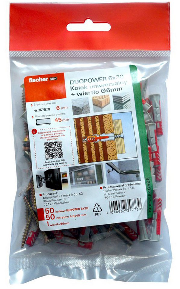 Sarcia.eu Universaldübel Universaldübel DUOPOWER 6x30+Bohrer Fischer 50St. von Sarcia.eu