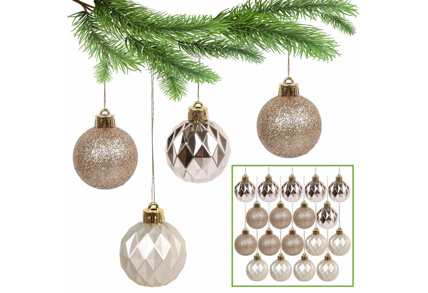 Sarcia.eu Weihnachtsbaumkugel Goldene Christbaumkugeln, Kugelset 4cm, 18 Stück 1 Pack von Sarcia.eu
