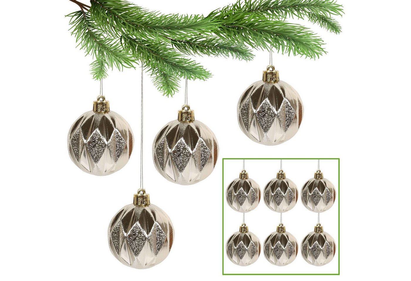 Sarcia.eu Weihnachtsbaumkugel Goldene kugeln aus Kunststoff 6cm, 6Stück 1Pack von Sarcia.eu