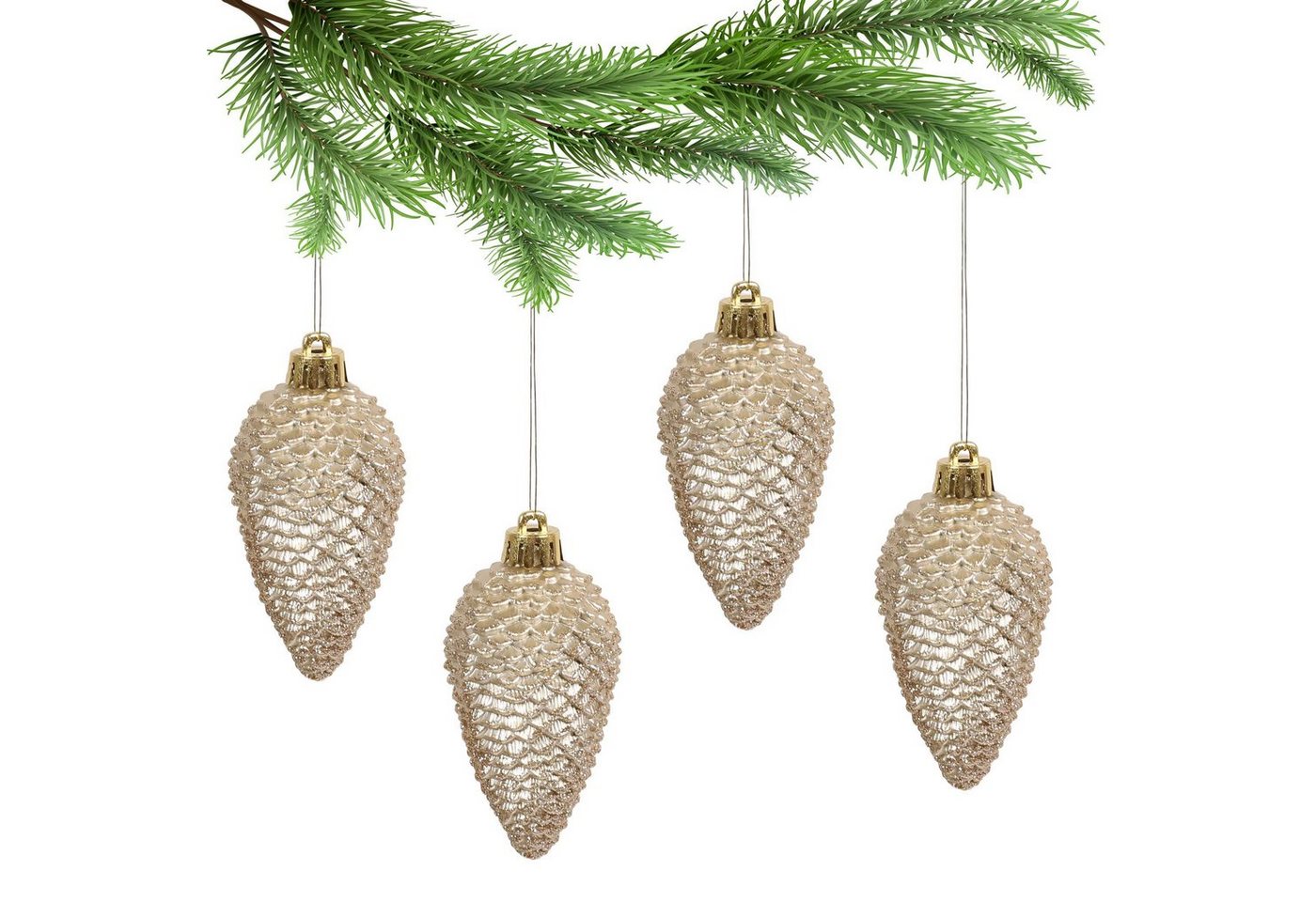 Sarcia.eu Weihnachtsbaumkugel Goldzapfen für Weihnachtsbaum, Christbaumkugeln 4 Stück x 1 Pack von Sarcia.eu