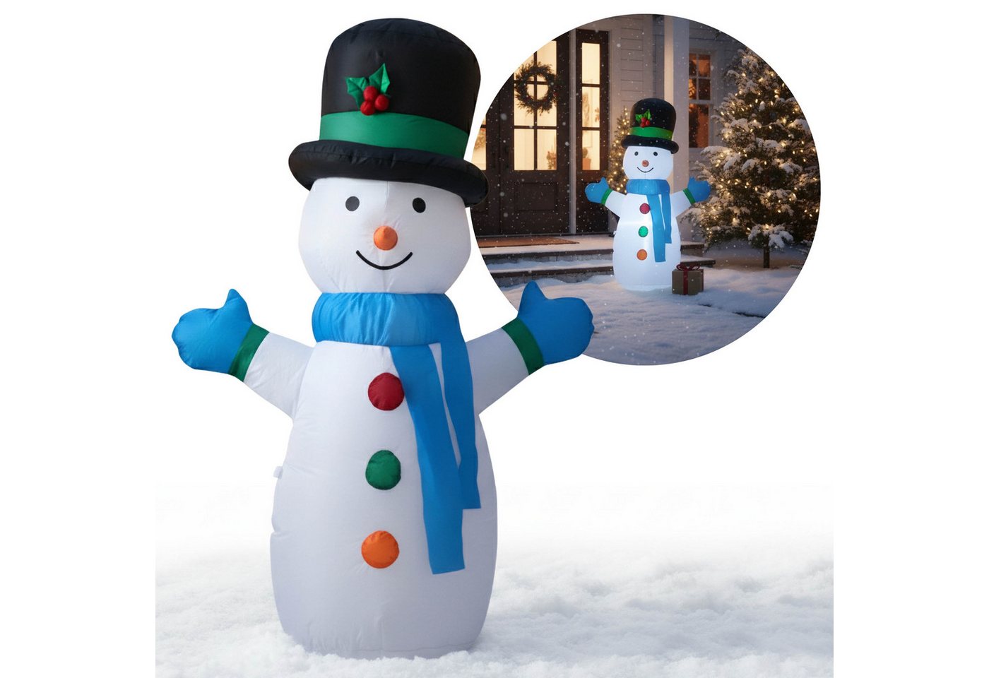 Sarcia.eu Weihnachtsfigur AUFBLASBAR Schneemann LED Figur Gartendeko 120 cm GROß von Sarcia.eu