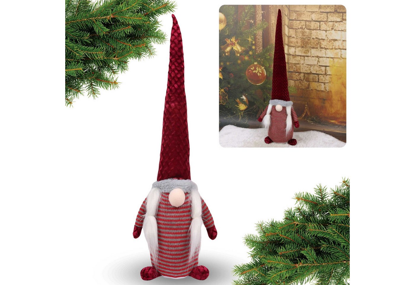 Sarcia.eu Weihnachtsfigur Dunkelroter Weihnachtswichtel 55 cm von Sarcia.eu