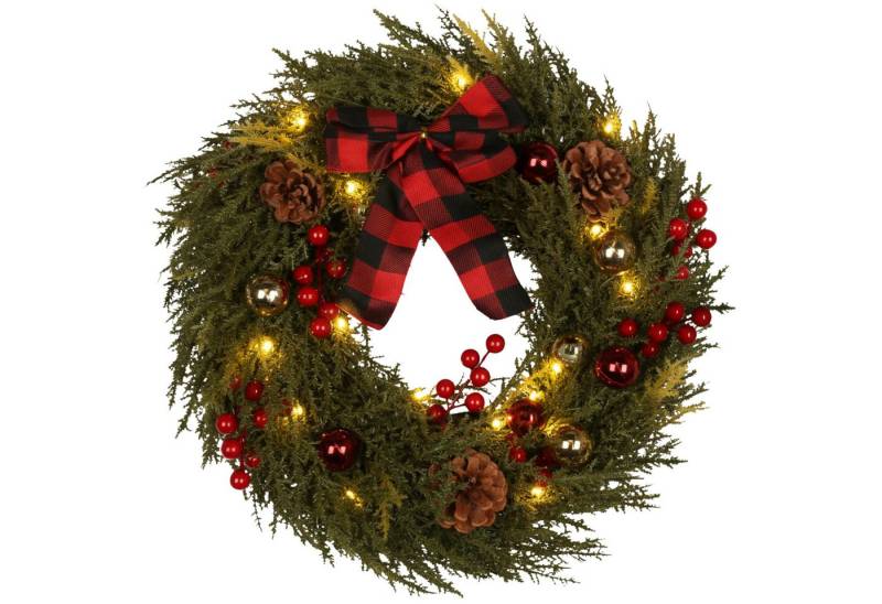 Sarcia.eu Weihnachtsfigur Grüner Weihnachtskranz LED-Beleuchtung mit Schleife 40 cm Sarcia.eu Weihnachtsfigur Grüner Weihnachtskranz LED-Beleuchtung mit Schleife 40 cm von Sarcia.eu