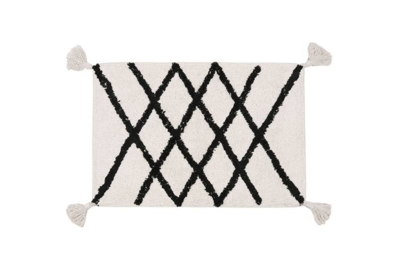 Sarcia.eu Teppichboden Badezimmerteppich aus karierter Baumwolle, Creme und Schwarz 60x40 cm von Sarcia.eu