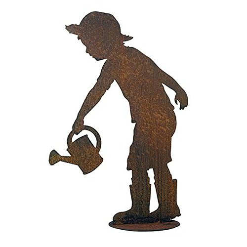 Garten Figur auf Platte - Material: Rost - Kind mit Gießkanne - Höhe 98cm - Hochwertige Gartendeko Garten Figur auf Platte - Material: Rost - Kind mit Gießkanne - Höhe 98cm - Hochwertige Gartendeko von Saremo