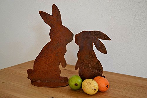 Osterhase Osterhasen-Deko Hase Ostern Osterdekoration Deko Osterdeko küssende Hasen Edelrost Rost Metall Deko-Idee Rostfigur Gartendeko Dekoration Osterdeko Dekohase Geschenk-Idee Ostergeschenk von Saremo