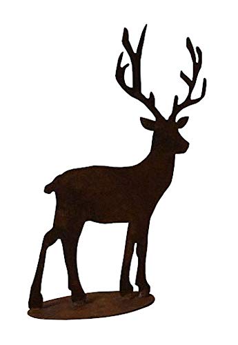 Saremo Deko Hirsch auf Metallplatte Waldtier Tier Rost Edelrost Metall Rostfigur Deko Dekoration Deko-Idee Winterdeko Dekohirsch Dekotier Rostdeko Gartendeko Geschenk-Idee Geschenk von Saremo