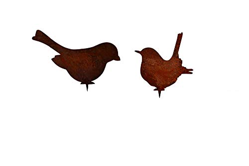 Unbekannt Vogel Astvogel Zaunkönig + Dompfaff sitzend Metall Edelrost Rost Rostfigur Deko Dekoration Deko-Idee Dekovogel Dekotier Rostdeko Gartendeko Geschenk-Idee Geschenk von Saremo