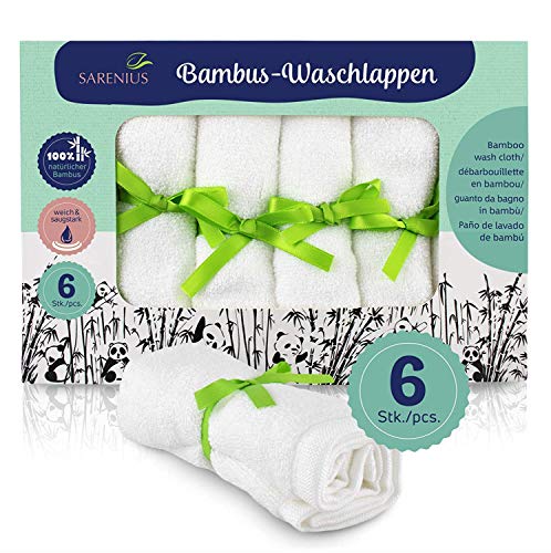 Sarenius Bambus Waschlappen Baby für Gesicht und Körper, Oeko-Tex® Zertifiziert, 25x26cm, extra weich, klein, ideal für Babies und Kinder von Sarenius