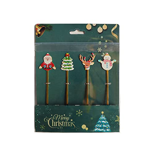 Set mit 4 Edelstahl-Kaffeelöffeln, Weihnachtsmotiv, Kaffee, Dessert, Dessertlöffel von Sarhula