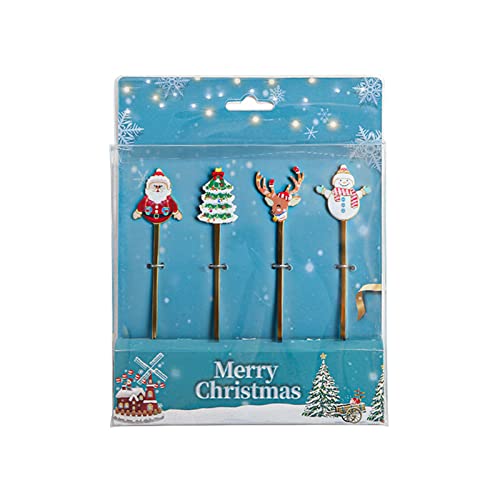 Set mit 4 Edelstahl-Kaffeelöffeln, Weihnachtsmotiv, Kaffee, Dessert, Dessertlöffel von Sarhula