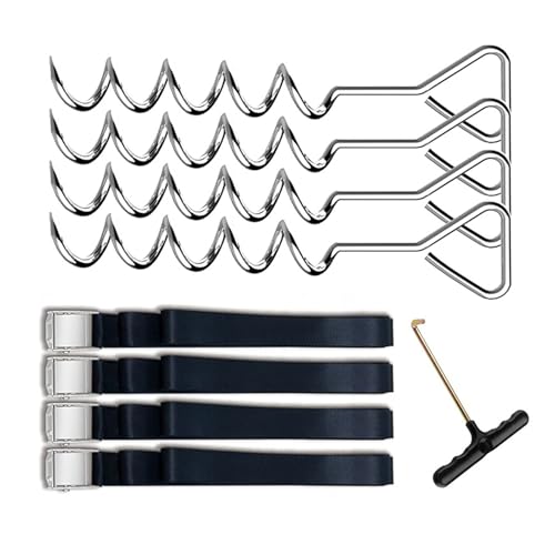 Tragbare Trampolinpfähle, Bodenanker, Spannspiralen, Bodenanker, Heringe mit Gurt, Trampolin-Zubehör, Spiralen, 4 Stück von Sarhula