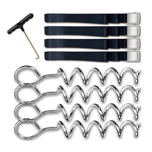 Tragbare Trampolinpfähle, Bodenanker, Spannspiralen, Bodenanker, Heringe mit Gurt, Trampolin-Zubehör, Spiralen, 4 Stück von Sarhula