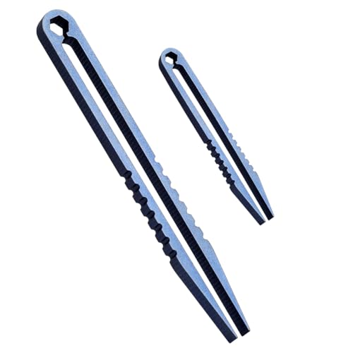 Sarini 2er-Pack Mini-Pinzetten aus Titan, tragbare EDC-Pinzetten für unterwegs, Survival-Pick-Up-Pinzette aus Legierung, kleine tragbare Pinzette für EDC-Werkzeuge und Gadgets von Sarini
