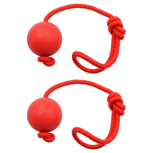 Sarini 2er-Pack elastischer Hundespielball mit Seil, Wurfball aus Naturkautschuk, Hundeball mit Kordel, Haustierballspiel mit Seil für große und kleine Hunde, Weite Würfe, Fangen von Sarini