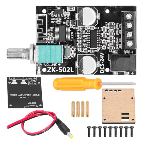Sarini 2x50W ZK-502L Bluetooth 5.0 Mini-Digital-Leistungsverstärkerplatine mit Schalter und Einstellbarer Lautstärke mit Gehäuse von Sarini