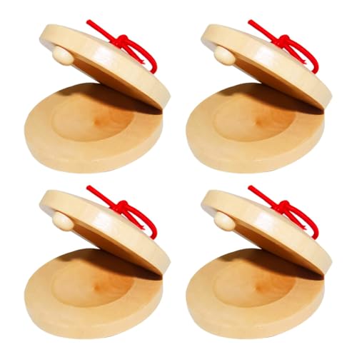 Sarini 4Pcs Holz Kastagnetten Finger Clackers Clappers Bildung Clappers Percussion Instrumente Mini Clap von Sarini