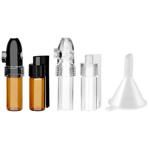 Sarini 5-teiliger Snuff Bullet Snorter, mit kleinem Trichter für Mini-Abfüller, mit Mini-Trichter und integrierter tragbarer Aufbewahrungsflasche für Outdoor-Reise-Set von Sarini