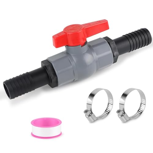Sarini Eimerkugelhahn,Kugelhahn mit Schlauchverbinder PVC Absperrhahn Poolkugel für Schläuche inkl. 1 Absperrventil Innengewinde 1 1/4 Zoll (40 mm),2 Schlauchtüllen 32mm von Sarini