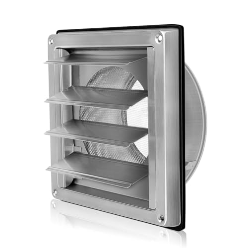 Sarini Lüftungsgitter 150mm mit Insektenschutz,304 Edelstahl Rückstauklappe Wetterschutzgitter,Lüftungsgitter Durchmesser 150mm für VMC Rohr und Gehäuse von Sarini