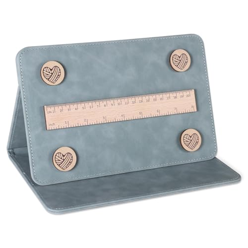 Sarini Magnetischer Musterhalter Faltbarer Strickdiagramm-Halter mit Magnetlineal und runden Magneten für Häkel- und Strickprojekte Blau 1 Stück Diagramm-Anzeigehalter von Sarini