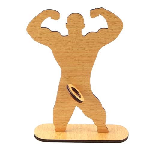 Sarini Muskelmann-Figur aus Holz, Geschenk zum Geburtstag, kreative Holzdekoration für Fitnessbegeisterte, lustiges Geschenk für Freunde und Familie, einzigartiges Sportgeschenk für besondere Anlässe von Sarini
